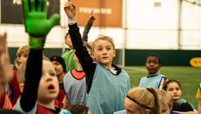 Boy Hand Up Blue Bib